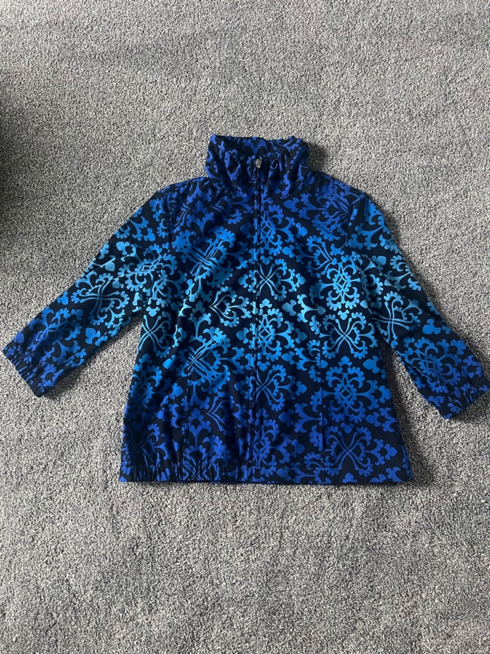 Chico's Blue Patterned Zippered Jacket